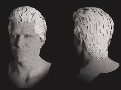 Realistic male hairstyles - pack 7 Low-poly 3D model
