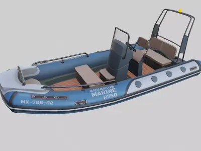Rigid Hulled Inflatable Boat RHIB Low-poly PBR Low-poly 3D model