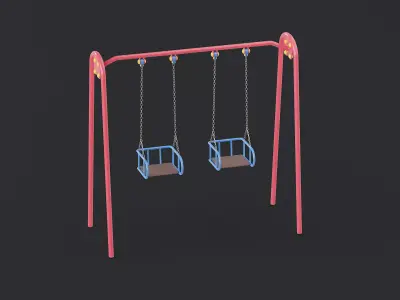 Metal Swing Outdoor 01 Red Low-poly 3D model