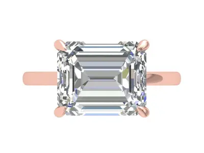 Emerald Solitaire Ring 3D print model 45