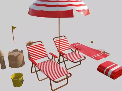 Beach Props Pack Low-poly 3D model