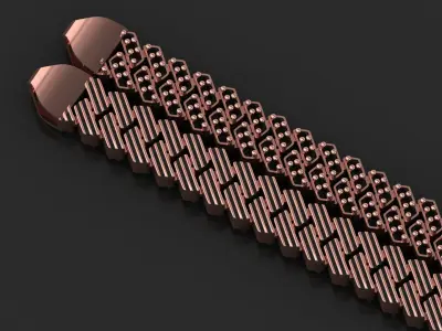  3 Set 2 in 1 Spiral Antique Diamond Cuban Bracelet 3D Model 3D Model Pack