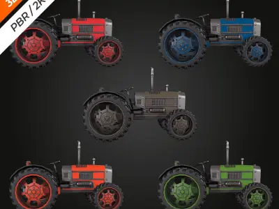 Tractor  Low-poly 3D model purchase