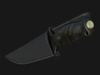 Curved Knife Low-poly 3D model