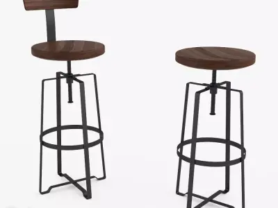 Rustic Industrial Stool by West Elm 3D model