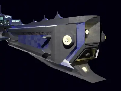 Large Spaceship Low poly 3D model Blender Free 3D model