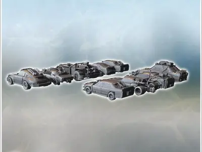 Set of post-apocalypse cars incl BMW 735i buggy  9 - Future Sci- 3D print model