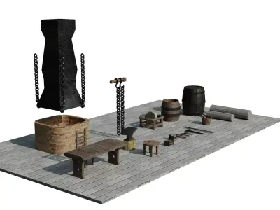 Medieval Blacksmith Props Pack 20 Forging Tools  Free low-poly 3D model
