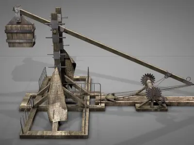 Medieval Trebuchet Catapult Low-poly 3D model