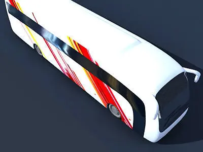 White striped Bus 01 3D model
