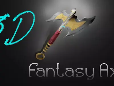 Game ready Fantasy Axe Free low-poly 3D model