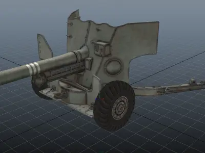 Low Poly Ordnance QF 6-pounder Low-poly 3D model
