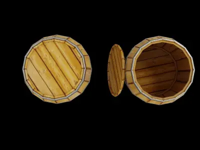 low-poly barrel game ready two wooden barrels Free low-poly 3D model