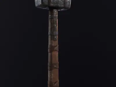 Old Viking Hammer Weapon - Game Ready - Low Poly Low-poly 3D model