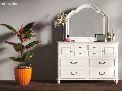  Elegant White Vanity Dresser with Makeup and Perfume 