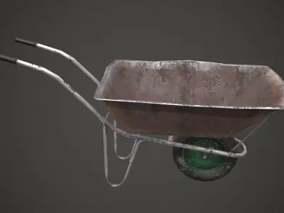Old Wheelbarrow PBR Low Poly Low-poly 3D model