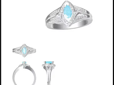 JCD Format Antique color stone rings cad Diamond jewellery 3D print model