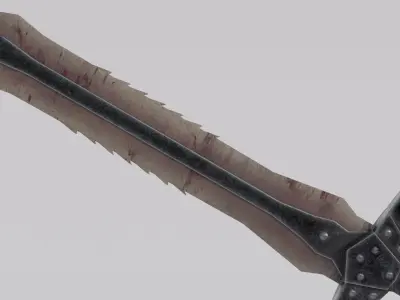 Dragon  Bone Two Handed Bon Sword Low-poly 3D model