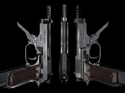 GAME READY BERETTA 93R BURST PISTOL PBR RIGGED Low-poly 3D model