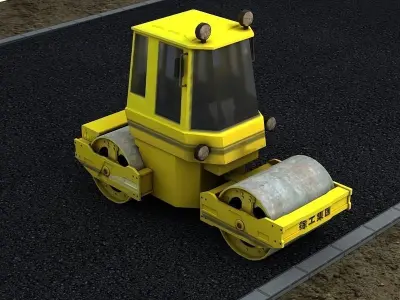 Road Roller construction Leveler grader road repair machine 3D model