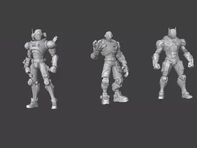 Cyberpunk Combat Androids LowPoly Low-poly 3D model