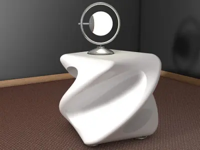 Futuristic Table and Lamp Free 3D model