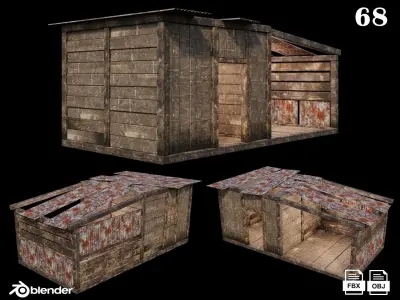 Medieval Houses Pack 66-67-68-69-70 - 4K Textures Game Ready Low-poly 3D model