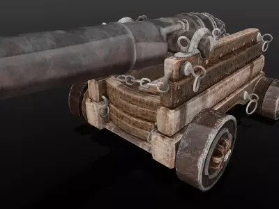 Old cannon 2   Low-poly 3D model