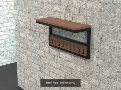 Shelf industrial metal and wood pack x8