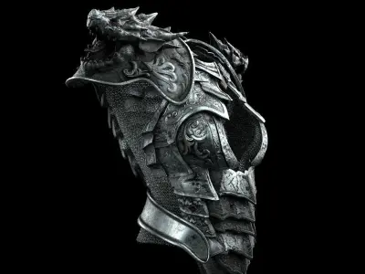 Dragon girl body armor Low-poly 3D model