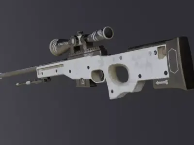 AWP Low Poly Sniper Rifle Game Ready Quad Topology  PBR Textures Low-poly 3D model