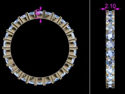 Diamond Infinity Wedding Band or Fashion Band Size 4 3D print model
