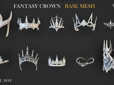 20 FANTASY CROWN BASE MESH  Low-poly 3D model
