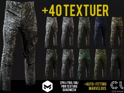 UF PRO Gen 2 Combat pants  TACTICAL with 40 textuer Low-poly 3D model