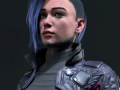 Cyberpunk Girl 4 - Game - Ready Low-poly 3D model