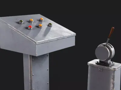 Simple Old Industrial Control Post old 3D model