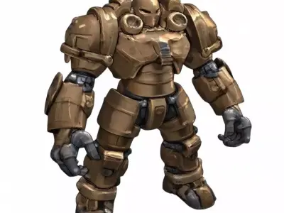 Heavy Bronze Mech Robot Exosuit Low-poly 3D model