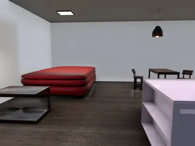 Kitchen studio hall interior 3d 3D model