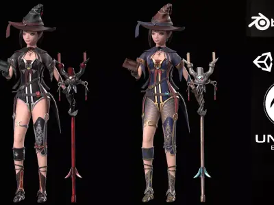 Fantasy Witch Girl Free 3D model