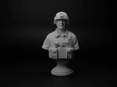 Modern Special Forces Soldier Bust Chess 3D print model get