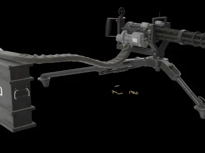 M134 Minigun Tripod Mounted and Ammo Crate Collection 3D Model Pack