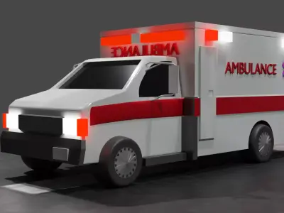 Ambulance emergancy vahicle  Low-poly 3D model