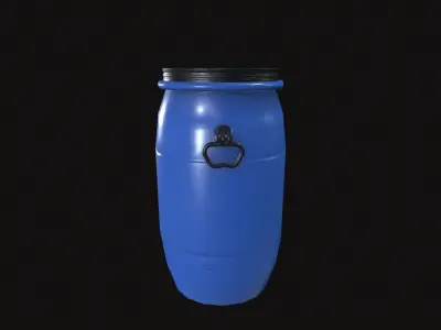 Plastic Barrel Low-poly 3D model 2