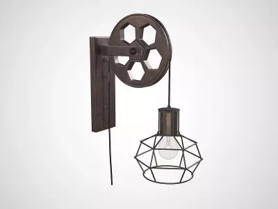 Industrial lamp with wheel 3D model