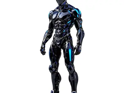 Neon Blue Cybernetic Android 3D model
