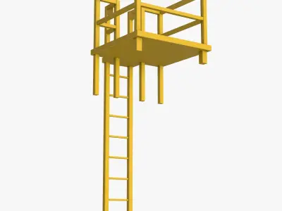 Yellow Ladder with Terrace 3D model