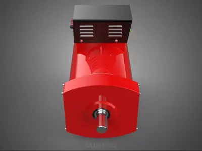 RED INDUSTRIAL AC GENERATOR ALTERNATOR DYNAMO MOTOR CONTROL BOX 3D model