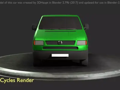 City Car 42 Commercial Transporter Type-C Green  Low-poly 3D model