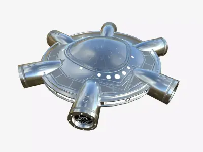 Alien Spaceship UFO J02 Aluminum - Sci Fi Spacecraft Design Low-poly 3D model
