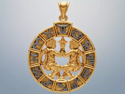 Gemini zodiac pendant 3D print model